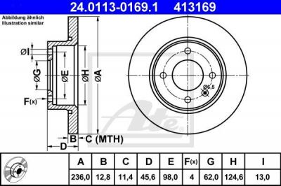 ATE 24.0113-0169.1 тормозной диск на SKODA FAVORIT Forman (785)