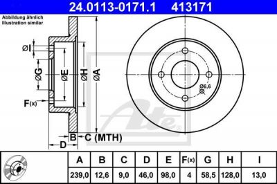 ATE 24.0113-0171.1 тормозной диск на VW GOLF ALLTRACK (BA5)