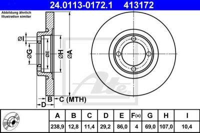 ATE 24.0113-0172.1 тормозной диск на VOLVO 340-360 (343, 345)