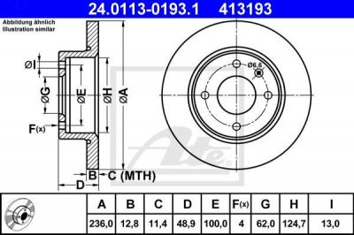 ATE 24.0113-0193.1 тормозной диск на SKODA FAVORIT Forman (785)