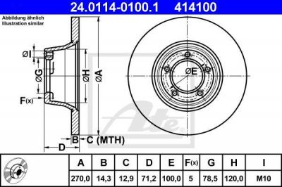 ATE 24.0114-0100.1 тормозной диск на FORD TRANSIT c бортовой платформой/ходовая часть (V_ _)