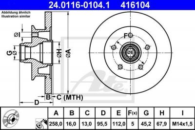 ATE 24.0116-0104.1 тормозной диск на VW TRANSPORTER III фургон