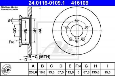 ATE 24.0116-0109.1 тормозной диск на VW TRANSPORTER III автобус