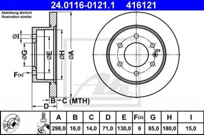 ATE 24.0116-0121.1 Диски торм.зад.Mercedes SPRINTER/VW CRAFTER 30-35 (298x16) вентилируемые 2E0 615 601 A