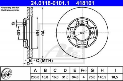 ATE 24.0118-0101.1 тормозной диск на MAZDA 323 III Hatchback (BF)