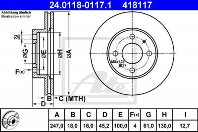 ATE 24.0118-0117.1 тормозной диск на NISSAN ALMERA I (N15)