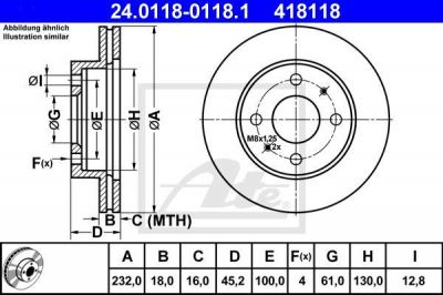 ATE 24.0118-0118.1 тормозной диск на NISSAN ALMERA I (N15)