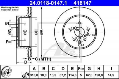 ATE 24.0118-0147.1 Диск торм.зад.LEXUS GS300,430,460 2005=>
