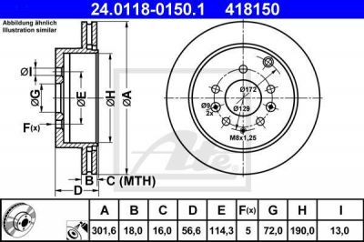 ATE 24.0118-0150.1 тормозной диск на MAZDA CX-7 (ER)