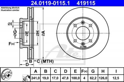 ATE 24.0119-0115.1 тормозной диск на HYUNDAI GETZ (TB)