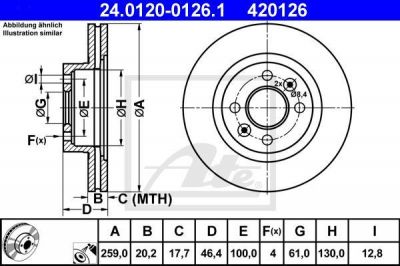ATE 24.0120-0126.1 тормозной диск на RENAULT 25 (B29_)