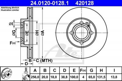 ATE 24.0120-0128.1 Диск торм. пер. VW Golf, Passat, Polo, Vento, Seat