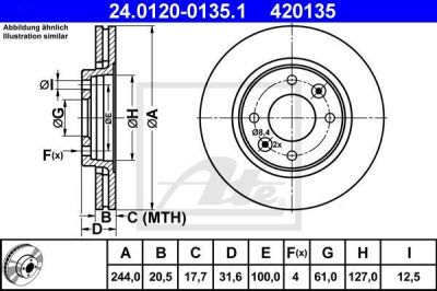 ATE 24.0120-0135.1 тормозной диск на RENAULT 21 (B48_)