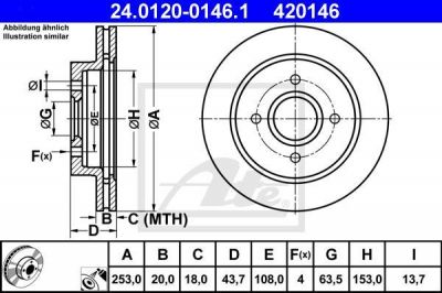ATE 24.0120-0146.1 Диски торм.зад.FORD MONDEO/SCORPIO вентилируемые (252x20)