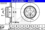 ATE 24.0120-0206.1 Диски торм.зад. X5, X6 2007=> вентилируемые (320x19.9)