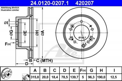 ATE 24.0120-0207.1 тормозной диск на KIA SORENTO I (JC)