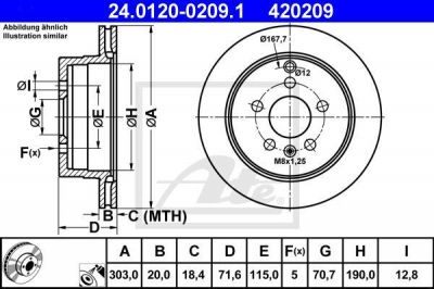 ATE 24.0120-0209.1 тормозной диск на CHEVROLET CAPTIVA (C100, C140)