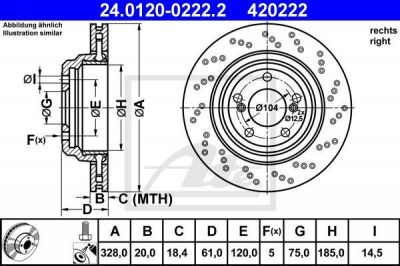 ATE 24.0120-0222.2 тормозной диск на SKODA OCTAVIA Combi (1Z5)