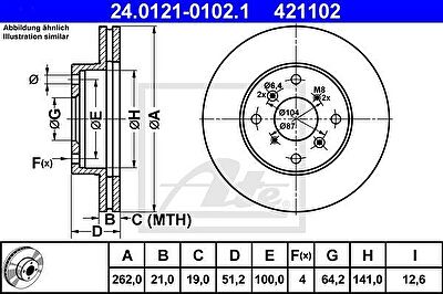 ATE 24.0121-0102.1 тормозной диск на HONDA PRELUDE III (BA)