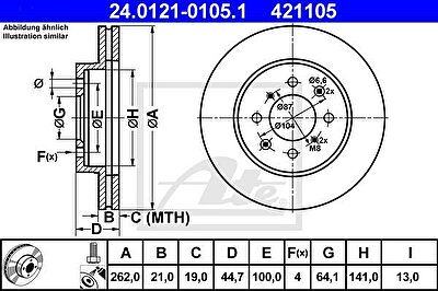 ATE 24.0121-0105.1 Диск торм. пер. Honda Civic, Rover 200, 400