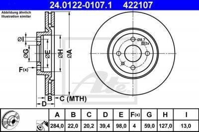 ATE 24.0122-0107.1 Диск торм. пер. Alfa Romeo, Fiat