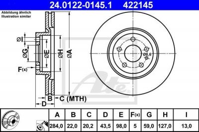 ATE 24.0122-0145.1 тормозной диск на FIAT CROMA (154)