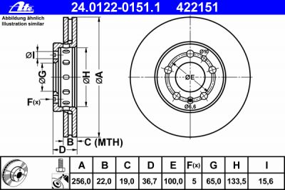 ATE 24.0122-0151.1 Диск торм. пер. Audi A3, VW Golf, Skoda Octavia