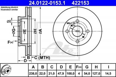 ATE 24.0122-0153.1 тормозной диск на TOYOTA CARINA II (_T17_)