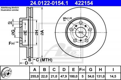 ATE 24.0122-0154.1 тормозной диск на TOYOTA CAMRY Station Wagon (_V2_)