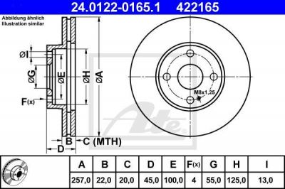 ATE 24.0122-0165.1 тормозной диск на MAZDA 323 S IV (BG)