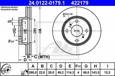 ATE 24.0122-0179.1 тормозной диск на NISSAN PRIMERA Traveller (WP11)