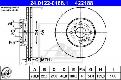 ATE 24.0122-0188.1 тормозной диск на TOYOTA COROLLA Liftback (_E9_)