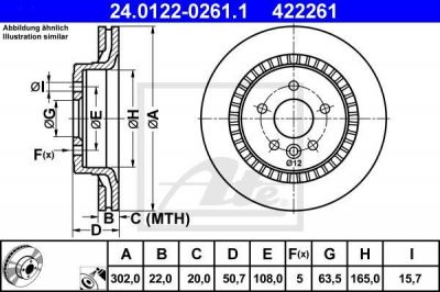 ATE 24.0122-0261.1 Диски торм.VOLVO XC60 08-