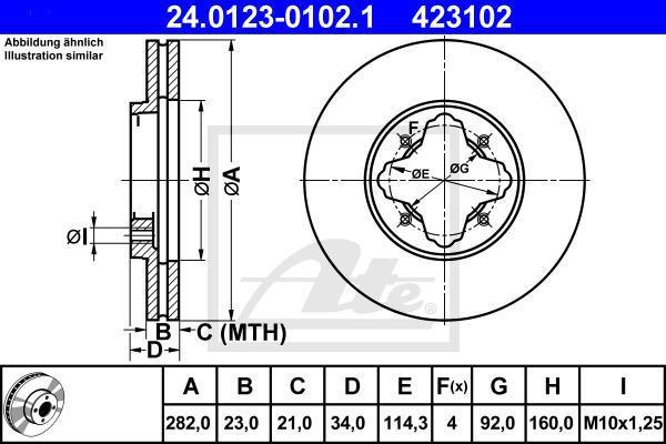 ATE 24.0123-0102.1 тормозной диск на ROVER 600 (RH)