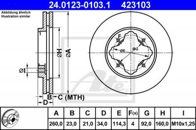 ATE 24.0123-0103.1 тормозной диск на ROVER 600 (RH)
