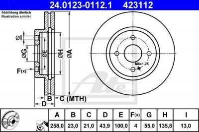 ATE 24.0123-0112.1 тормозной диск на MAZDA 2 (DE)