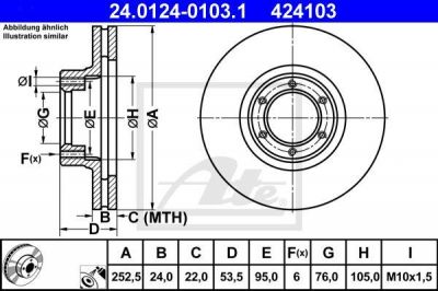 ATE 24.0124-0103.1 тормозной диск на VOLVO XC70 CROSS COUNTRY