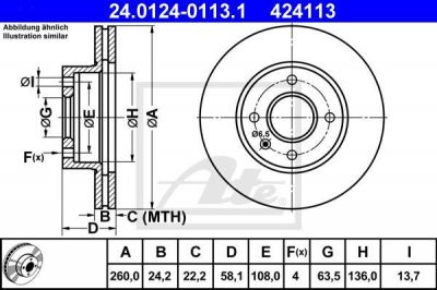 ATE 24.0124-0113.1 тормозной диск на FORD SIERRA (GBG, GB4)