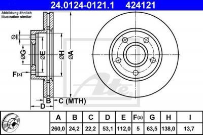 ATE 24.0124-0121.1 тормозной диск на FORD SCORPIO I (GAE, GGE)
