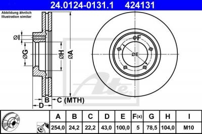 ATE 24.0124-0131.1 тормозной диск на FORD TRANSIT c бортовой платформой/ходовая часть (E_ _)