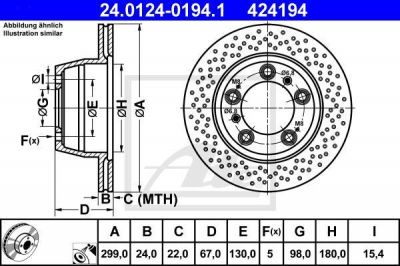 ATE 24.0124-0194.1 тормозной диск на PORSCHE BOXSTER (987)
