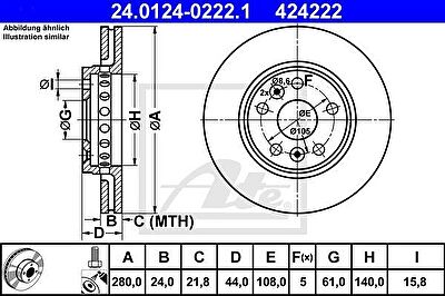 ATE 24.0124-0222.1 Диски торм.RENAULT KANGOO 08->