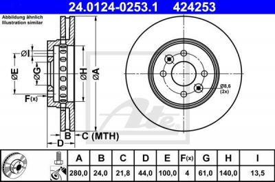 ATE 24.0124-0253.1 тормозной диск на RENAULT CAPTUR