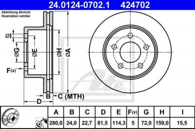 ATE 24.0124-0702.1 тормозной диск на JEEP GRAND CHEROKEE I (ZJ)