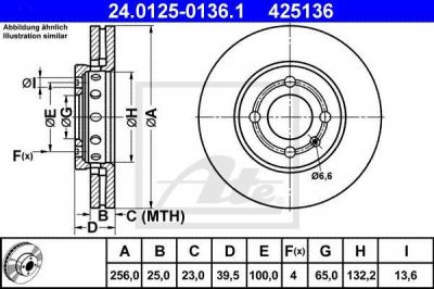 ATE 24.0125-0136.1 тормозной диск на VW LUPO (6X1, 6E1)