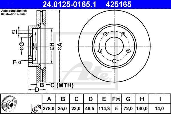 ATE 24.0125-0165.1 Диск торм. пер. Mazda 3, 5
