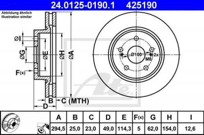 ATE 24.0125-0190.1 Диск торм.пер. SUZUKI GRAND VITARA 05=>