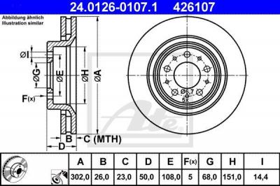 ATE 24.0126-0107.1 Диски торм.VOLVO C/S/V70 2.0-2.5T 97-2005