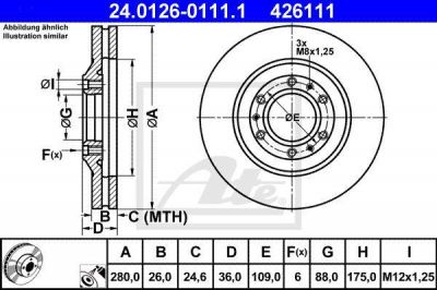 ATE 24.0126-0111.1 тормозной диск на OPEL FRONTERA B (6B_)