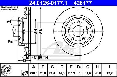 ATE 24.0126-0177.1 тормозной диск на NISSAN X-TRAIL (T31)